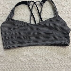 Lululemon Athletica Black and White Striped Sports Bra
